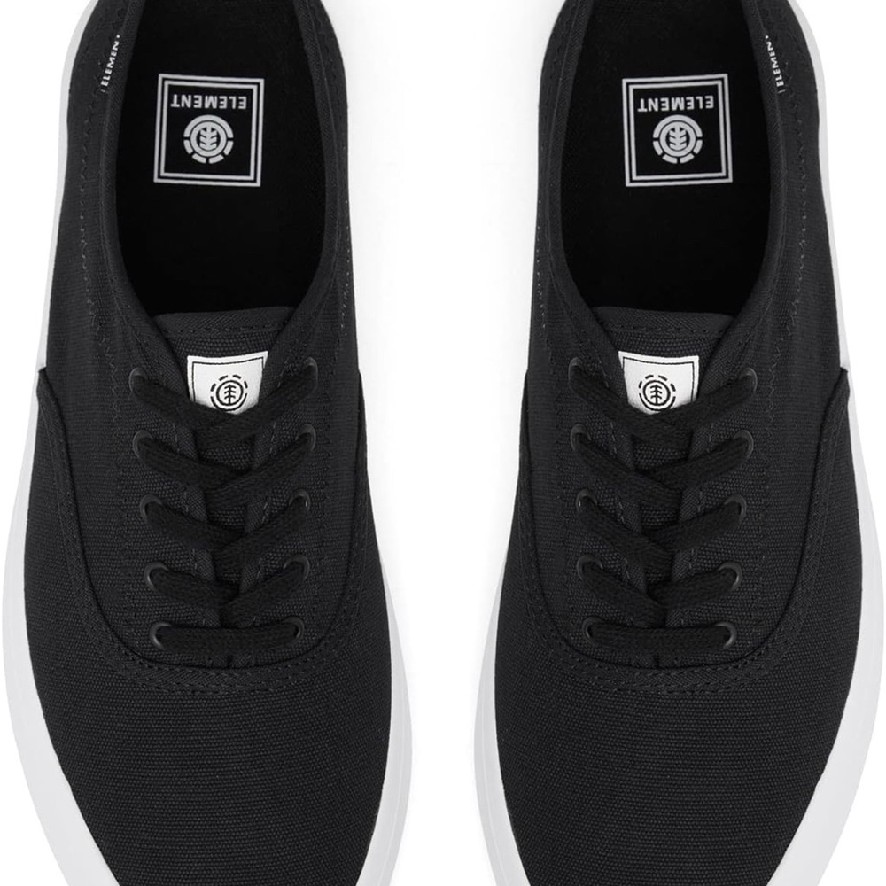 Element Passiph Mens Skate Shoes Black White Canvas Sneakers Size 8.5